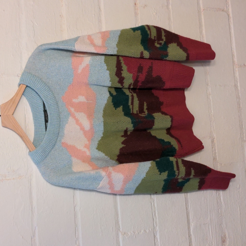 Wild Fable Cozy Knit Sweater with Landscape Pattern XXL